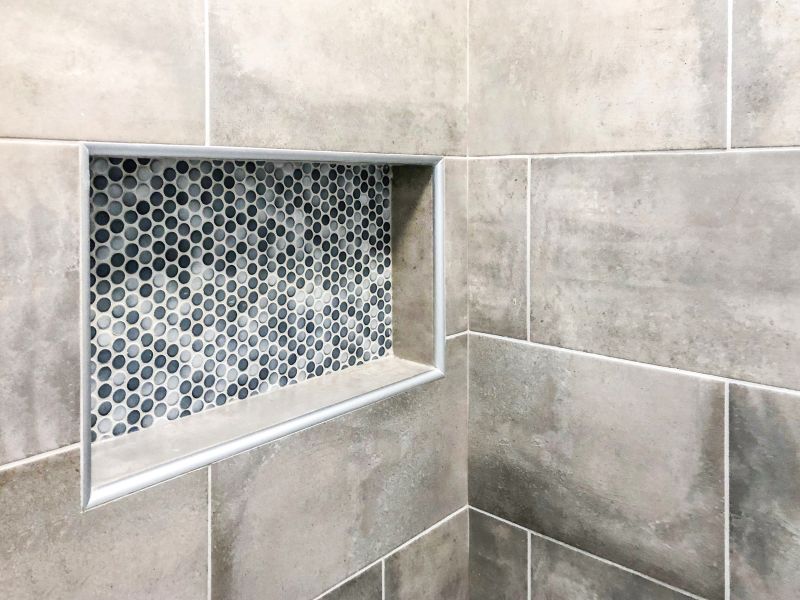 Recessed Shelving in Shower Niche