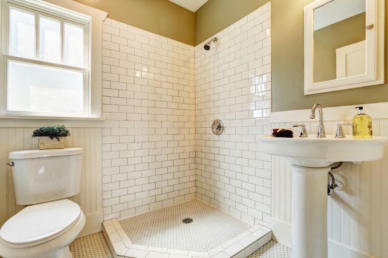 Bright White Tile Shower